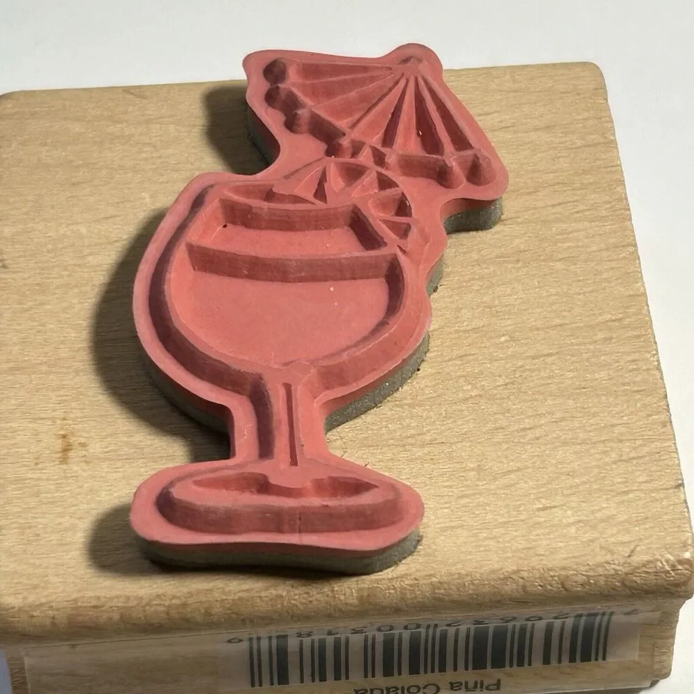 Cocktail Liquor Drinking Glass Bar Party Martini Cosmopolitan Wood Rubber Stamps
